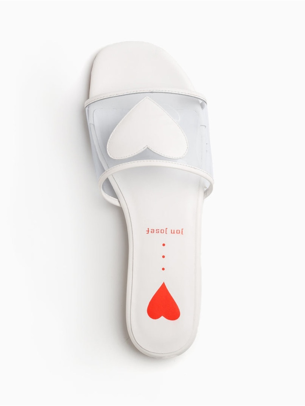 Jon Josef White Leather Heart Clear Vinyl Slides Size 8M Coquette Balletcore